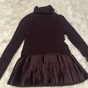 Nine West Purple Turtleneck Sweater with Pleated Skirt